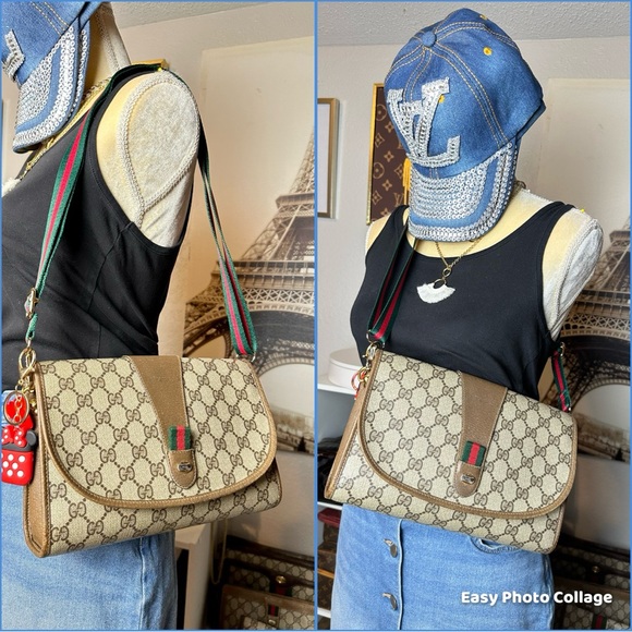 ✅Authentic GUCCI  GG PVC Leather Crossbody Bag - Picture 3 of 17
